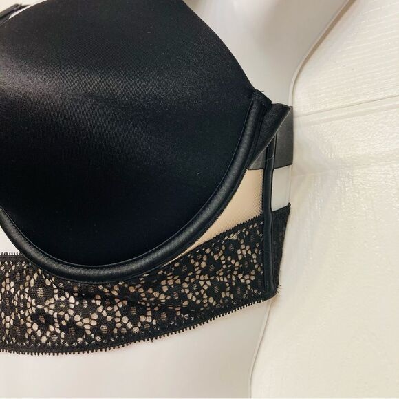 Victoria Secret Banded Lace Very Sexy Push Up Bra Caged Wide Strap Sz 34C Black - Picture 8 of 15